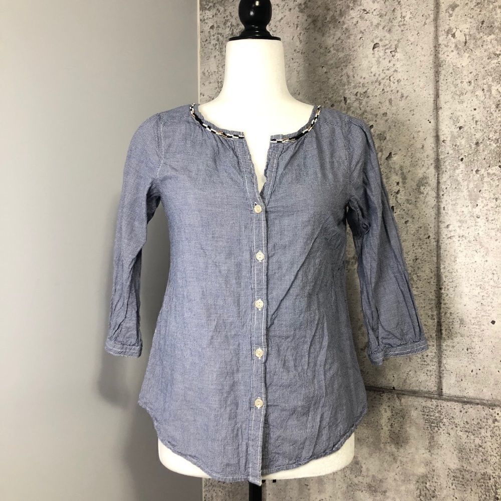 Maison Scotch Check Button Beaded Blouse 3/4